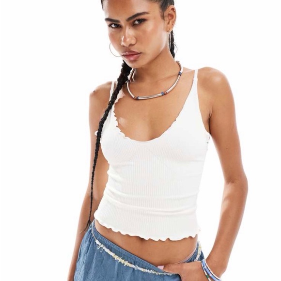 Free People Intimately Ribbed Scallop Hem Cami — Dusty Rose — NWT - Picture 4 of 4